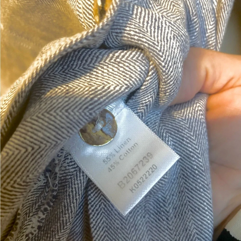 Keen Button Down Tunic Top Linen Cotton chevron Print Sz L Lagenlook Minimalist - Picture 6 of 6